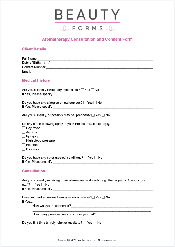 Aromatherapy Consent PDF