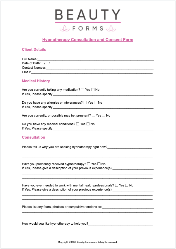 Hypnotherapy Consent PDF​