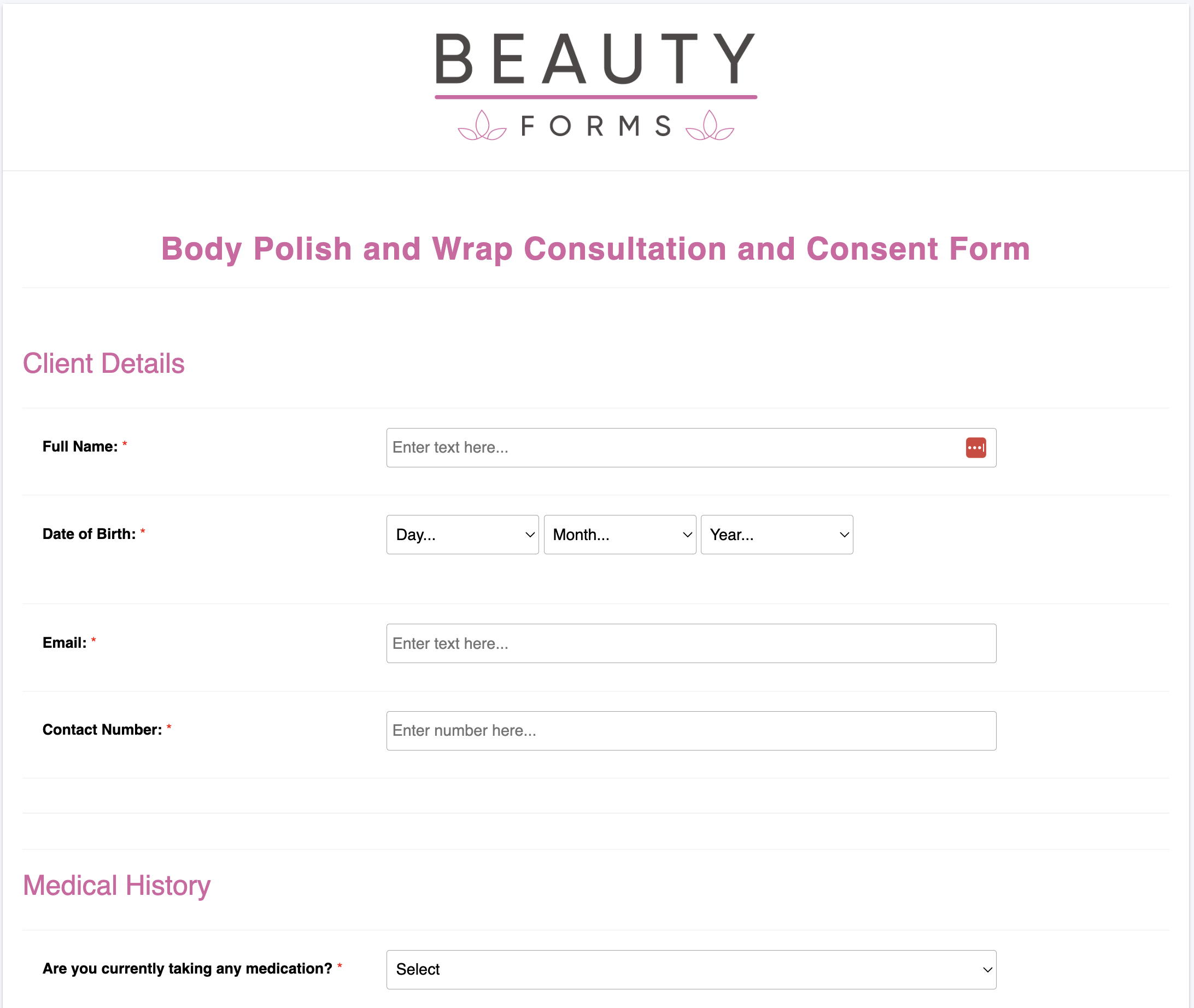Body Polish and Wrap Consent Form