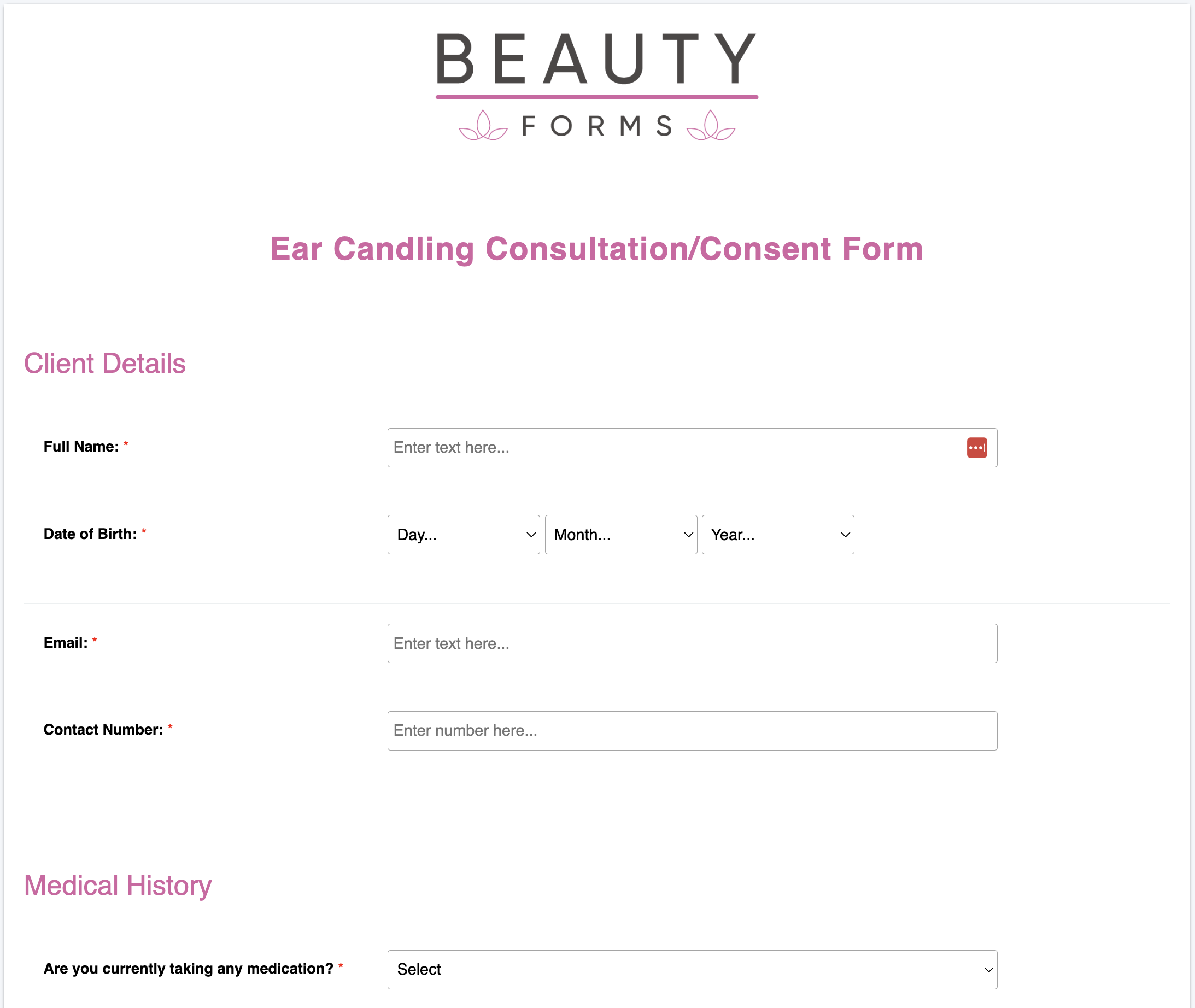 Ear Candling Consent Form
