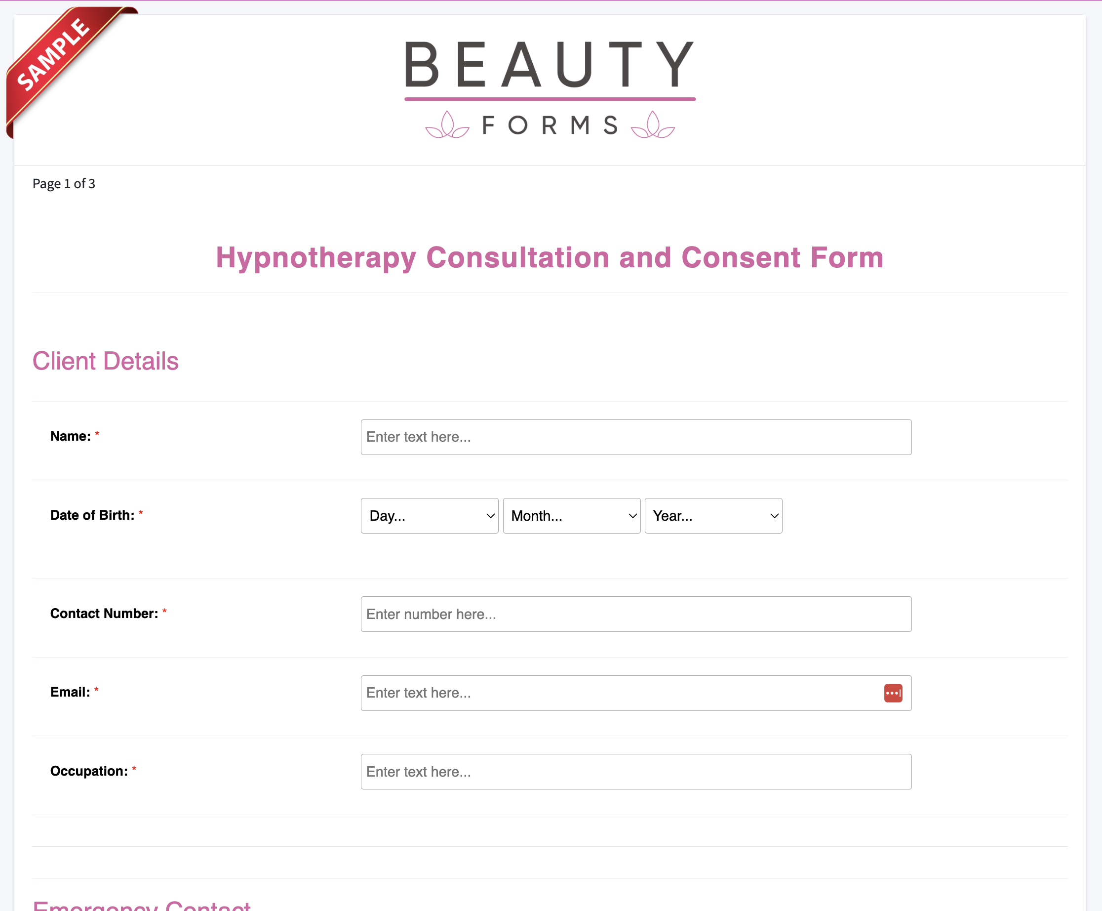 Hypnotherapy Consent Form