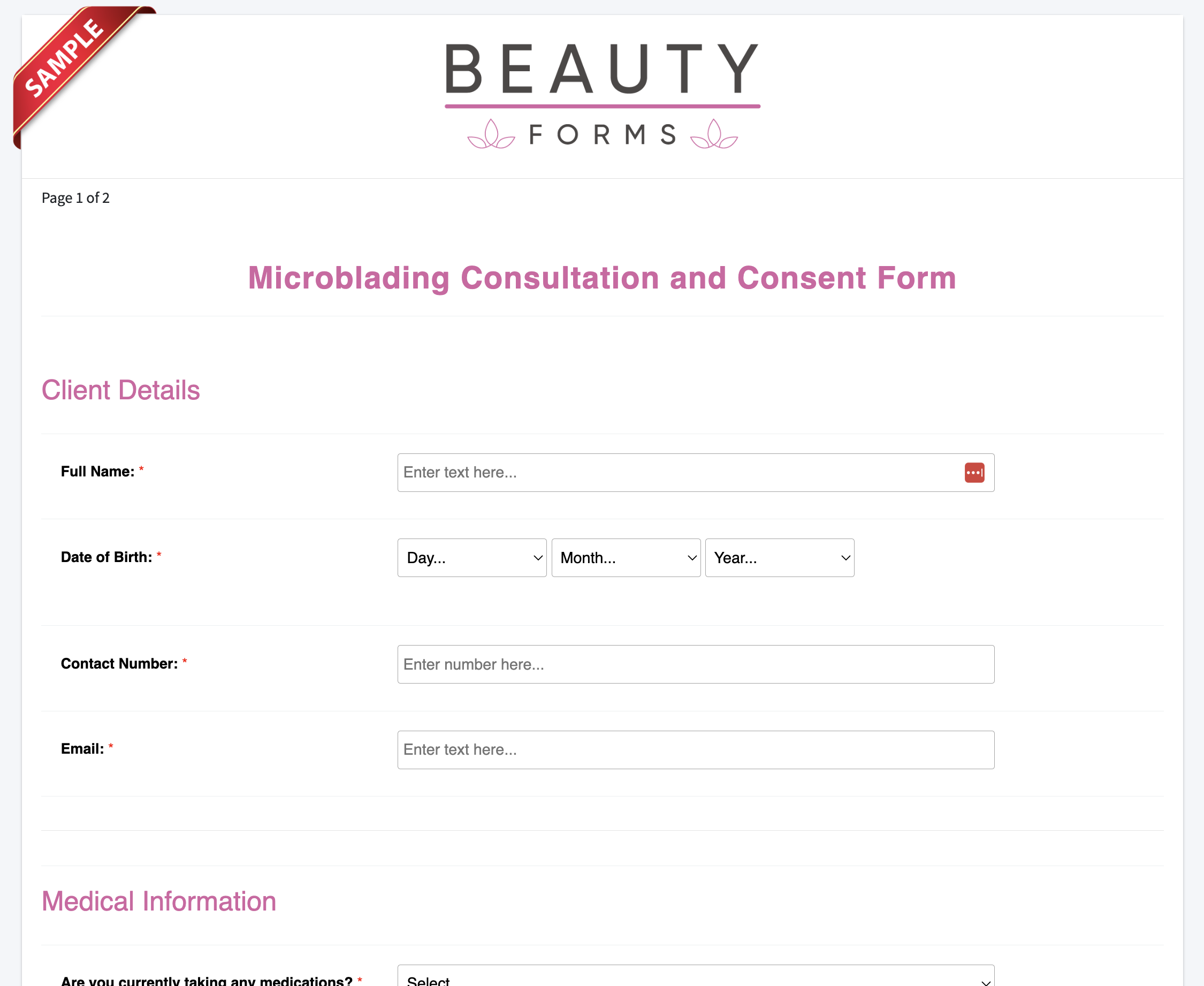 Microblading consent form