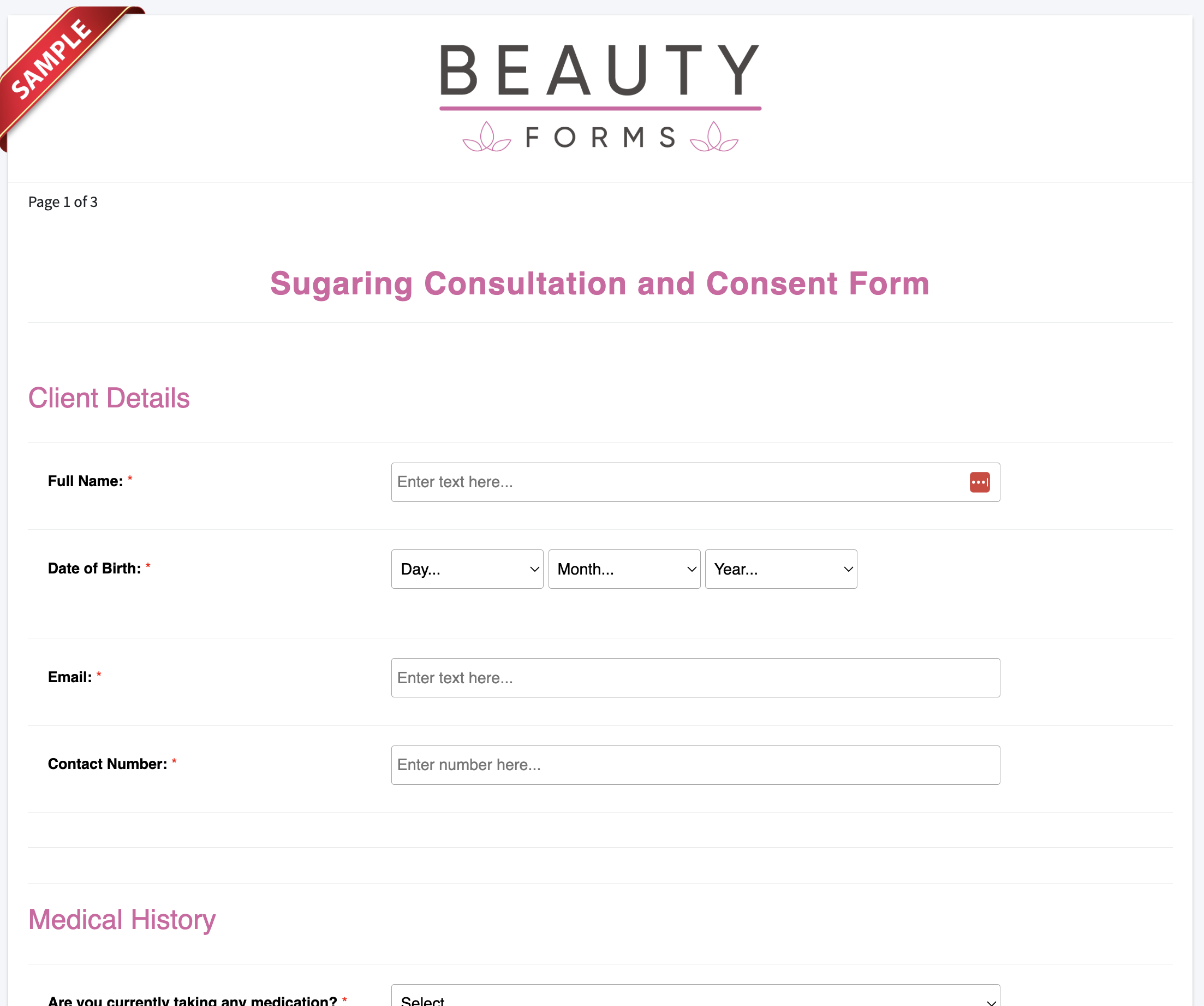 Sugaring Consent Form