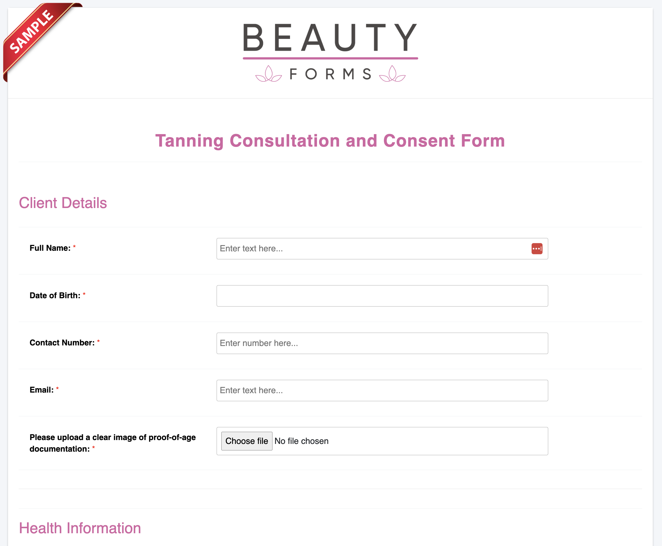 Tanning Consultation Form