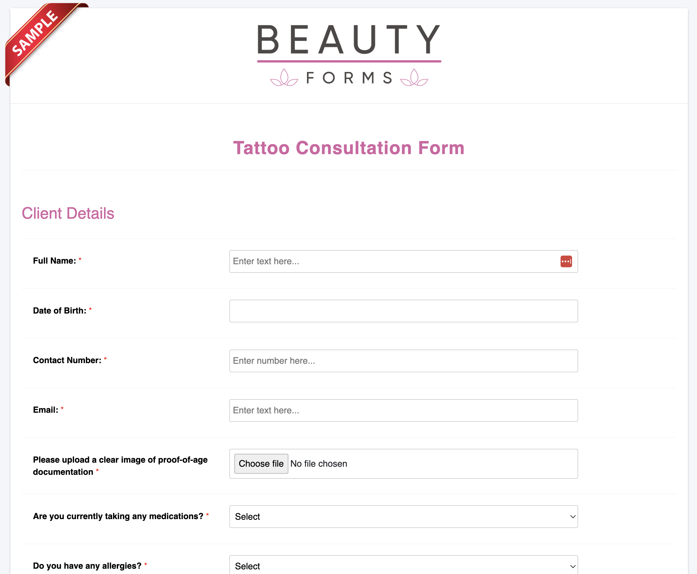 Tattoo Consultation Form